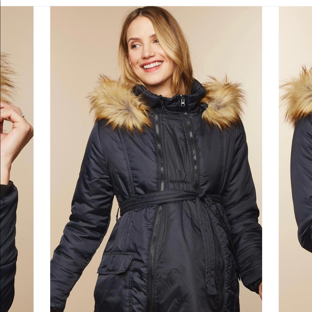 MODERN 3 IN 1 BELTED MATERNITY PUFFER COAT